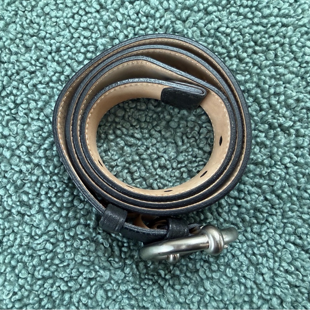 Miu Miu Black Leather Belt with Silver Buckle - Picture 8 of 13